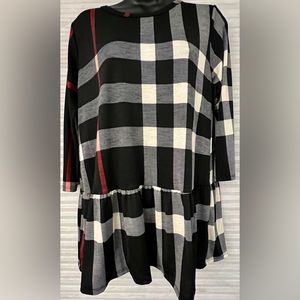 HEIMISH Black Burberry Plaid Babydoll Top Size Small NWOT